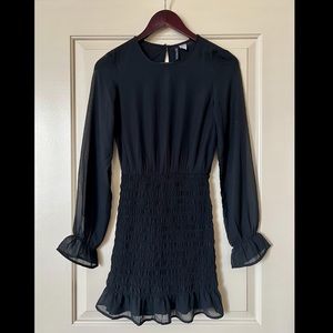 Gorgeous Smock Long Sleeve Black Dress